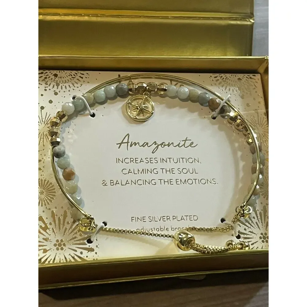 LA ROCKS Amazonite Adjustable Cuff BRACELET - Picture 1 of 2